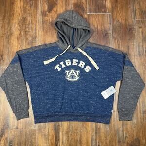 Colosseum Auburn Tigers Cropped Speckled Pullover hoodie NAVY embroidered LARGE